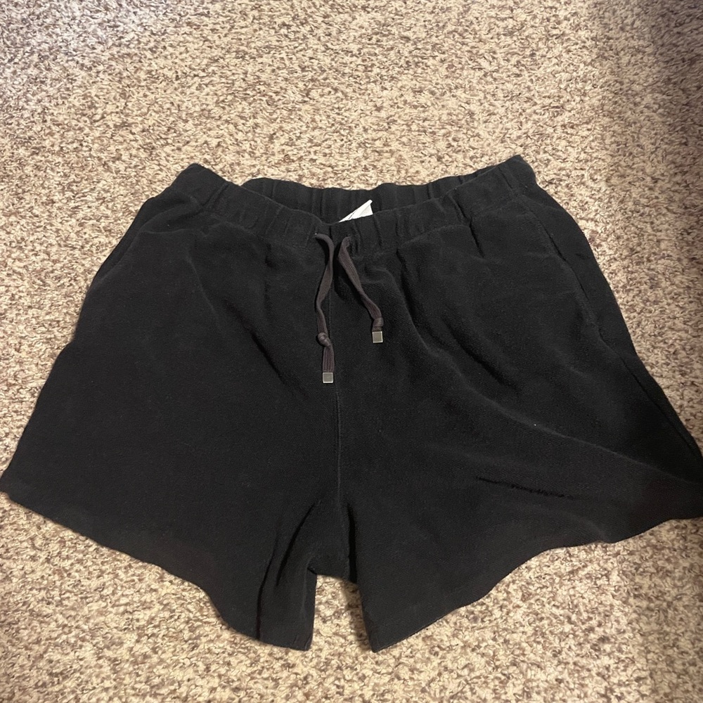 Black High-Wasisted Boyfriend Terrycloth Women's Casual Shorts